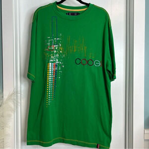 COOGI Bright‎ Green Embroidered Vintage Short Sleeved Tee Shirt. Size XL.